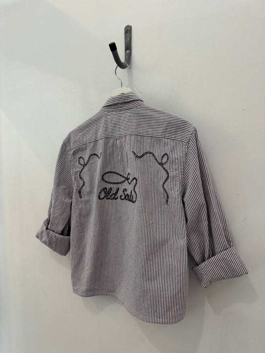 Lawrence￼Handcrafted Embroidered Old Souls Cropped Button Down