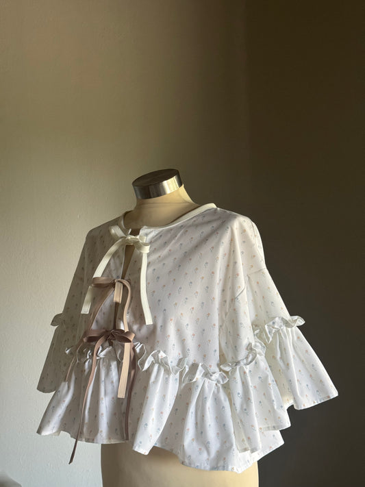 Joycie Vintage Cotton Handcrafted Ruffle Top