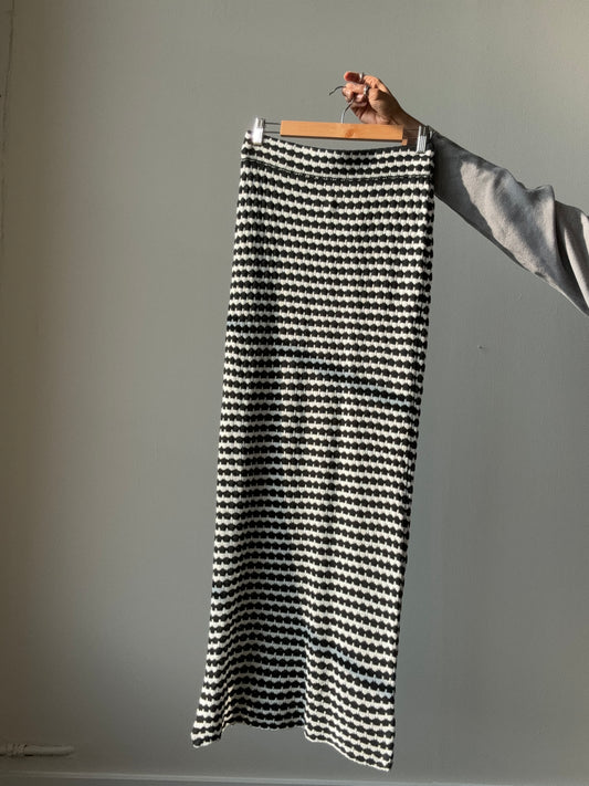 Vernon Crochet Knit Maxi Skirt In Black & White