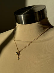 Bell Gold Dipped Key Charm & Heart Necklace