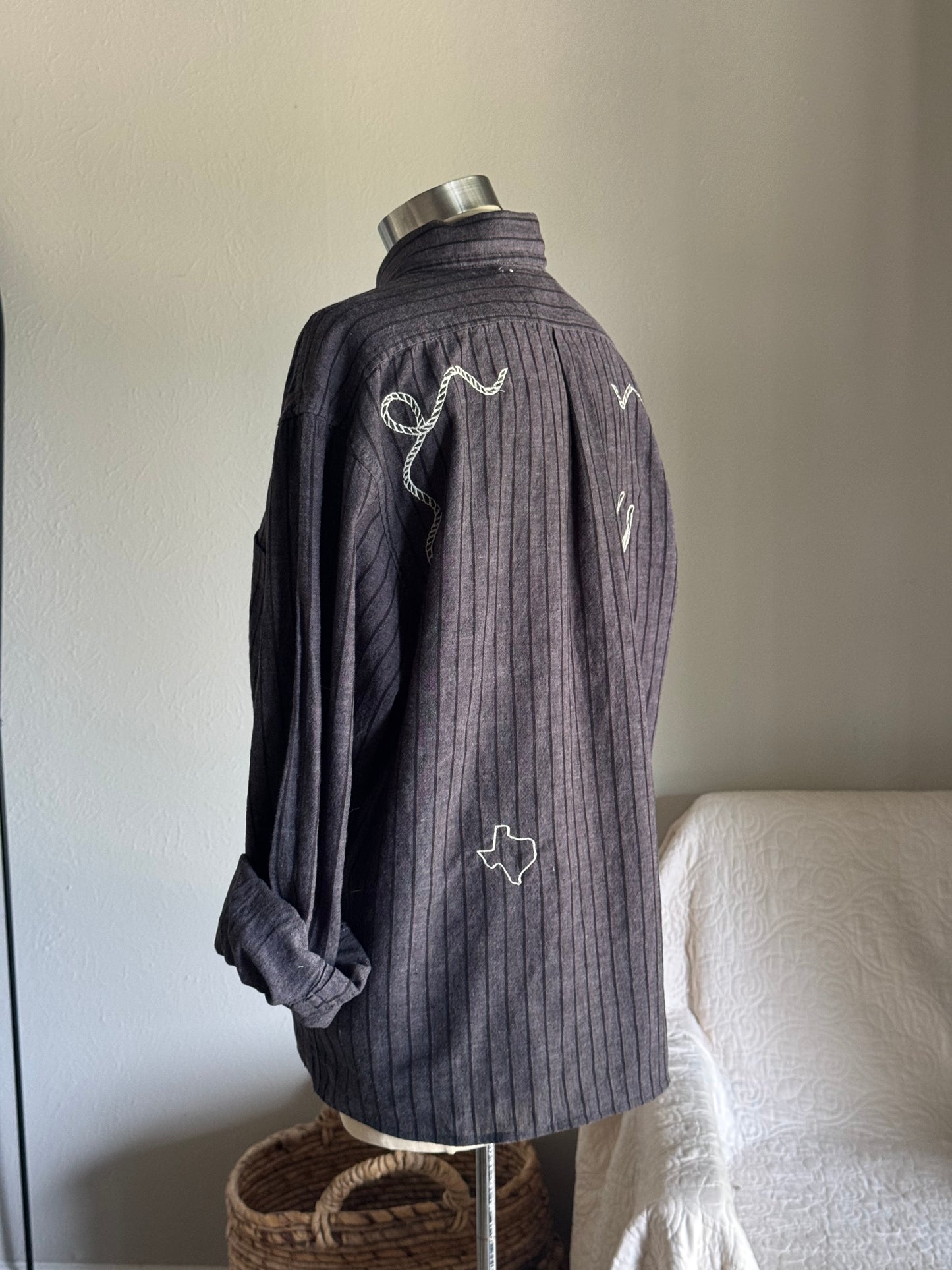 Lawrence Handcrafted Embroidered Striped Button Down