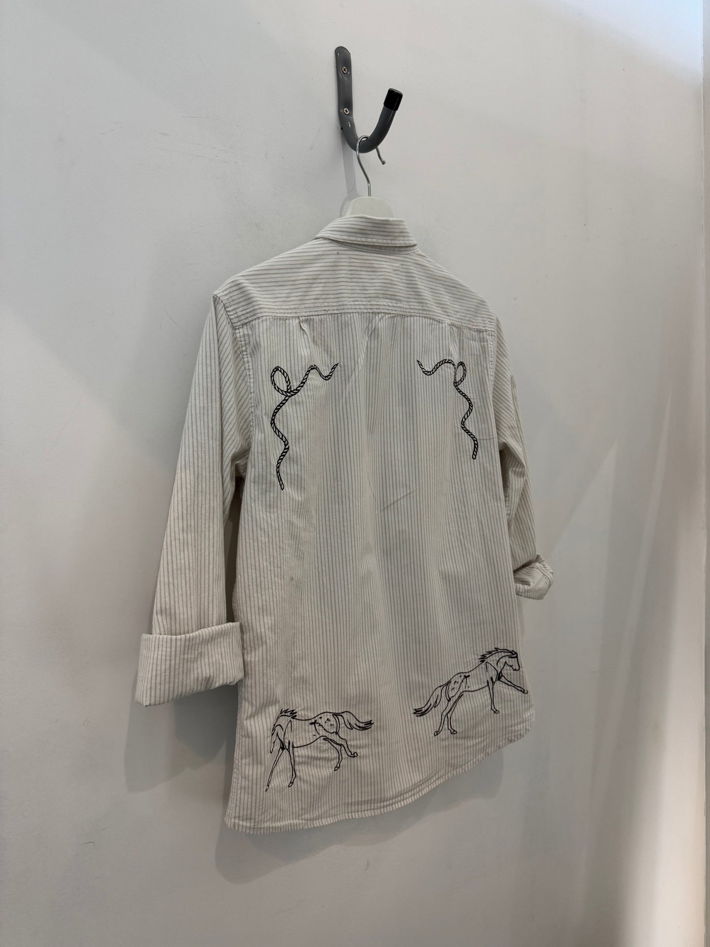 Jaxson Handcrafted Embroidered Striped Long Sleeve Button Down￼ ￼