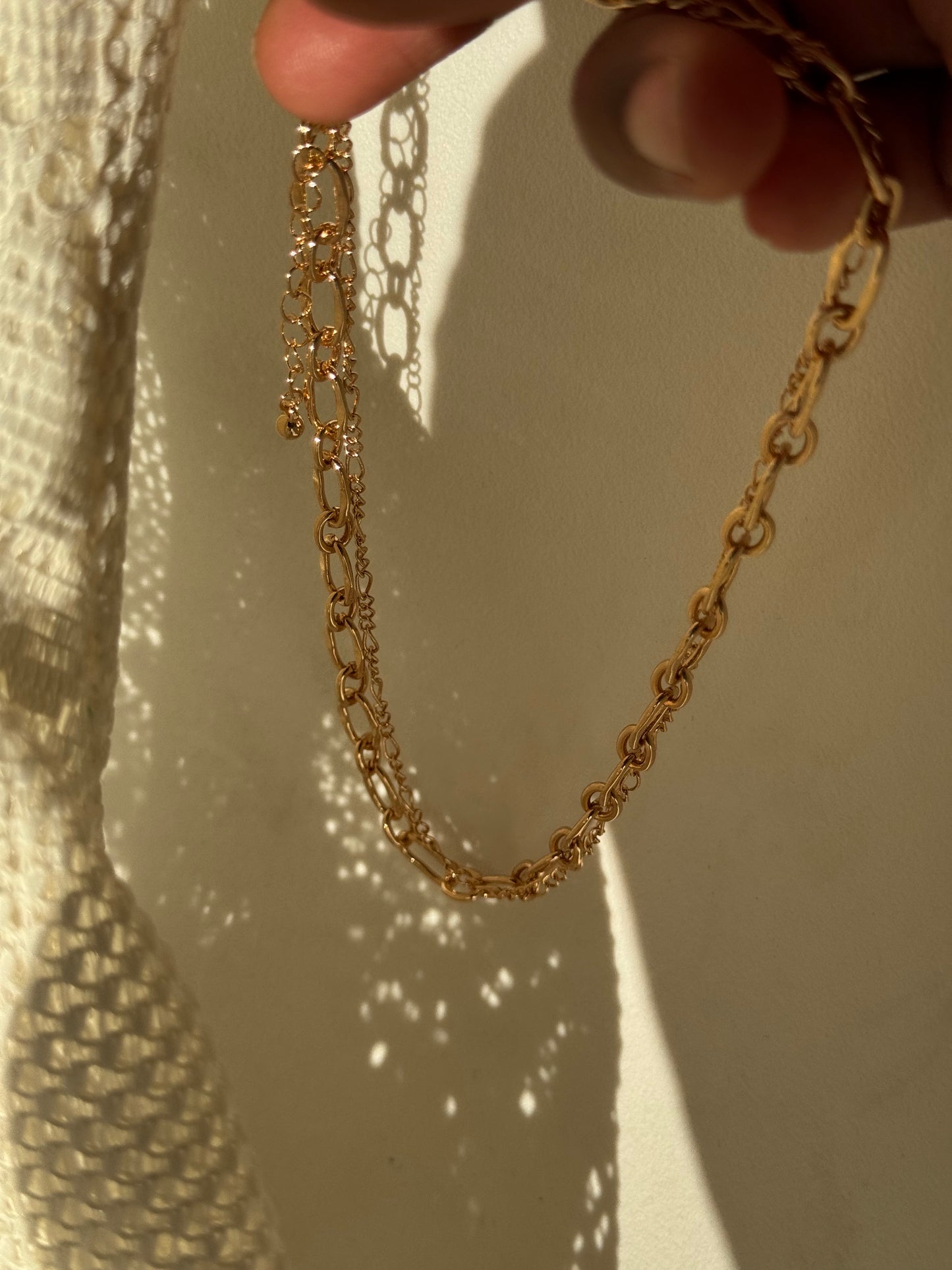 Oscar Classic Organic Crumb Link Layered Necklace In Gold￼