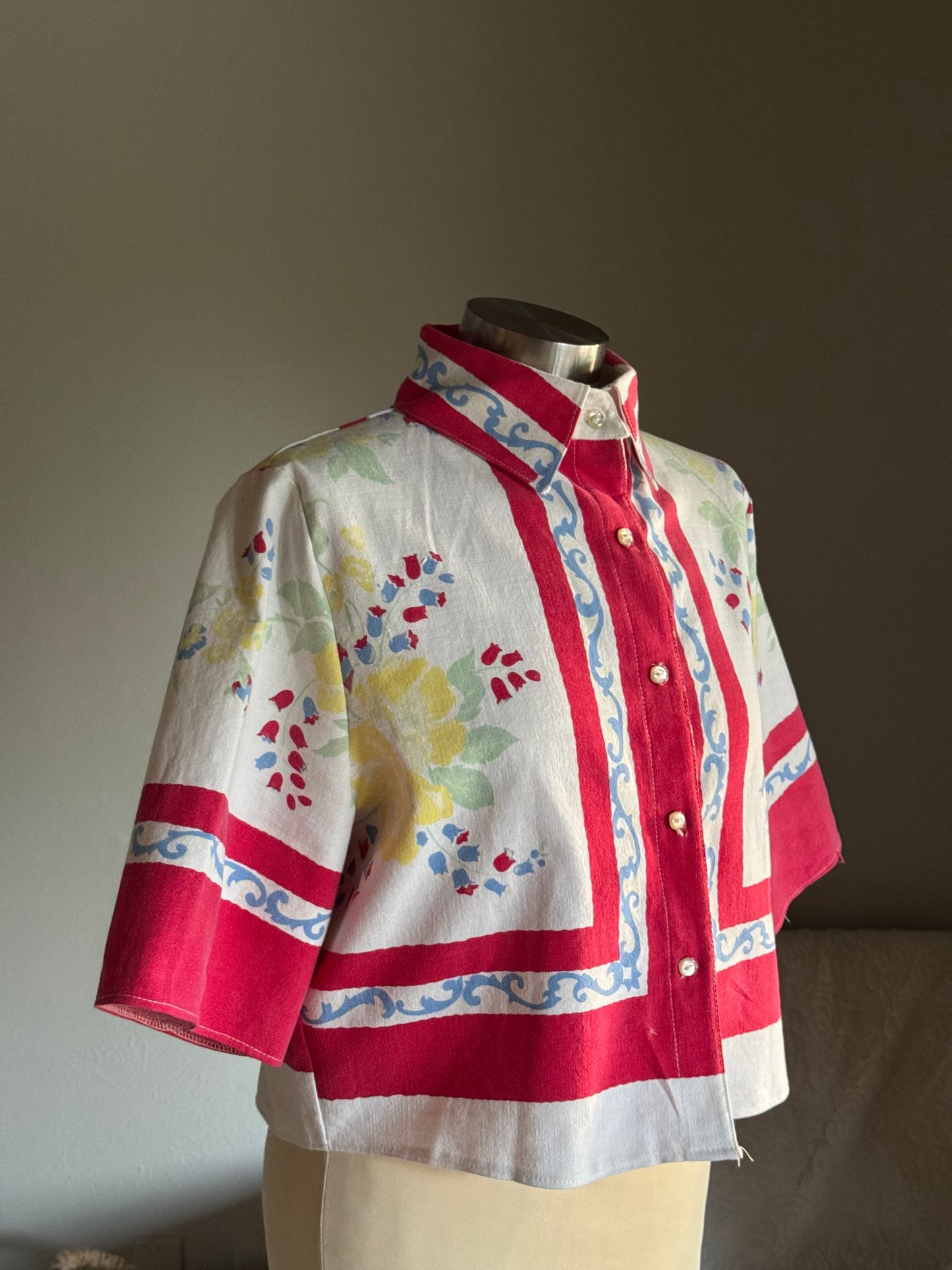 Judy Handcrafted Vintage Cropped Button Down