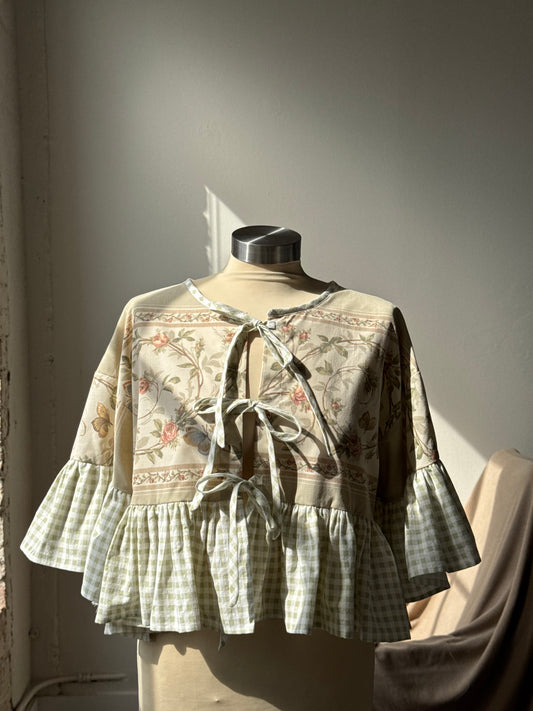 Joycie Vintage Handcrafted Gingham Ruffle Top