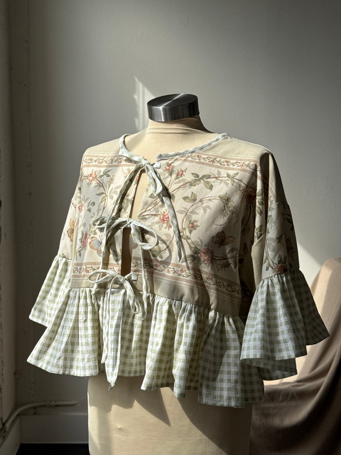 Joycie Vintage Handcrafted Gingham Ruffle Top