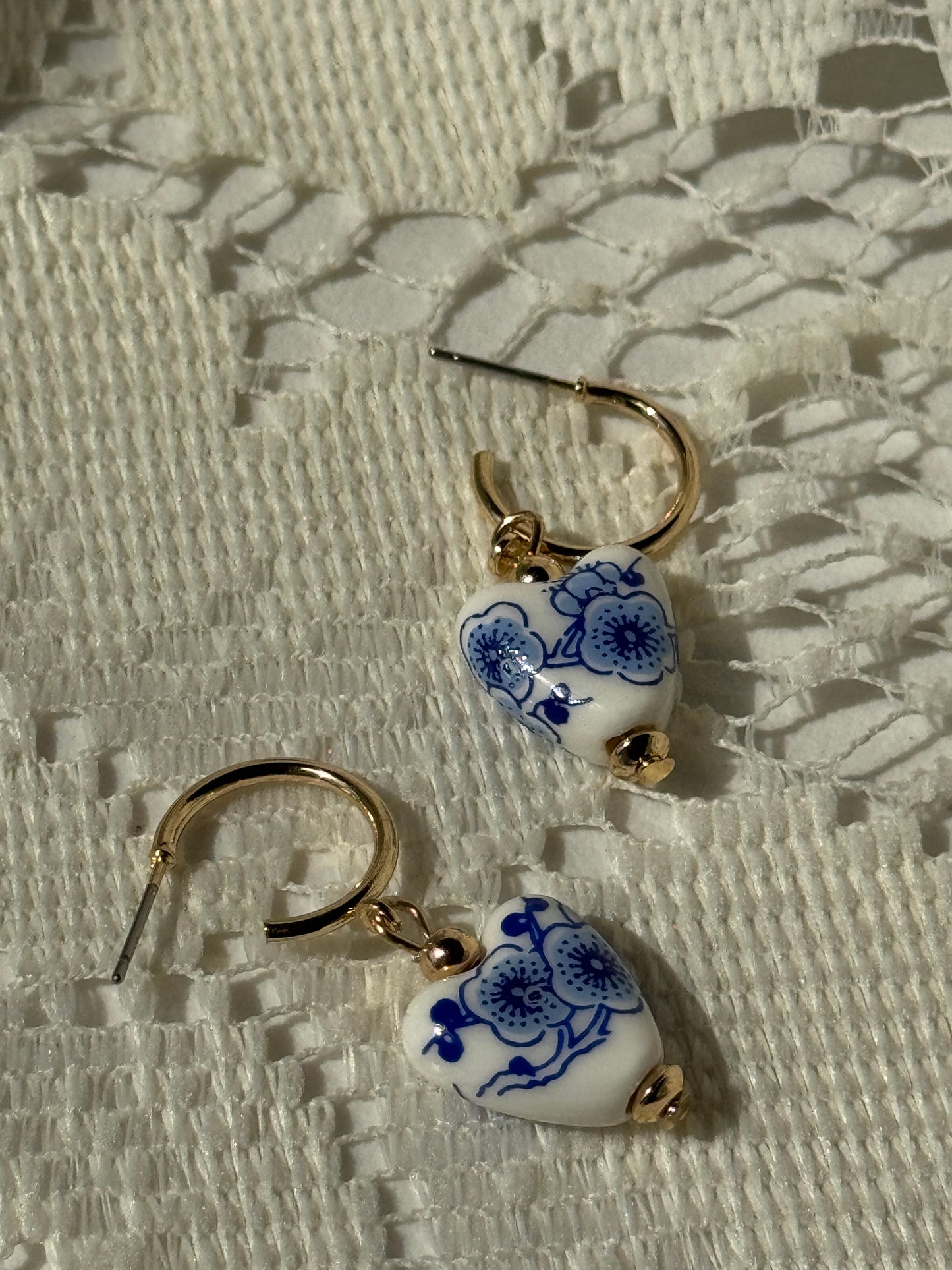 Chelsea China Glass Charm Drop Hoop Earring