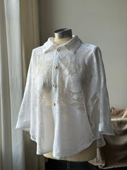 Ladell Handcrafted Button Down Shirt In Vintage Lace