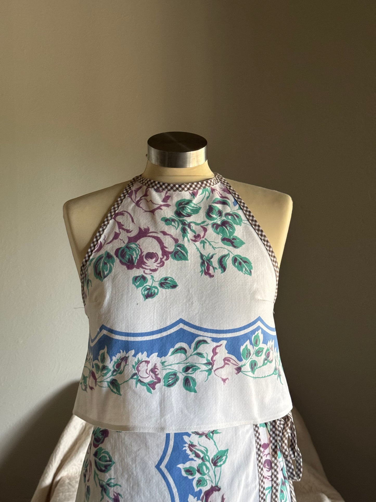 Brenda Handcrafted Vintage Cropped Halter Top