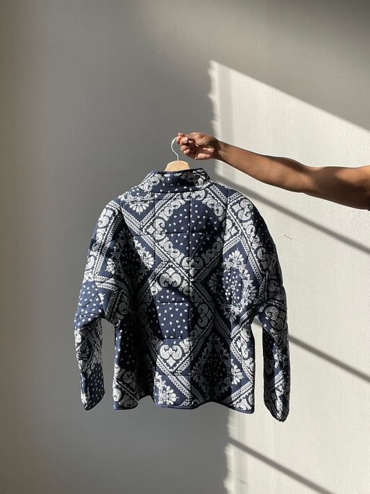 Lubbock Quilted Bandana Jacket In Navy