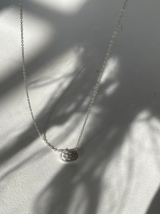 Nila Hammered Nugget Necklace In Matte Silver