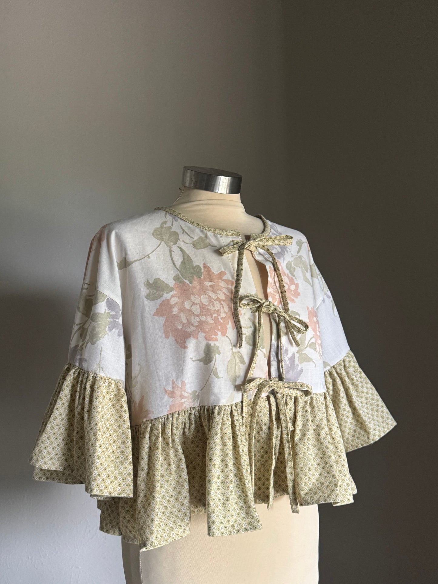 Joycie Vintage Handcrafted Floral Ruffle Top