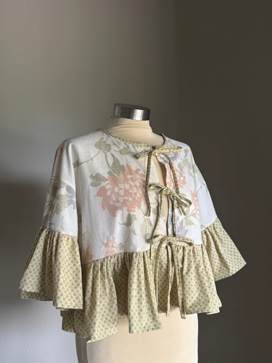 Joycie Vintage Handcrafted Floral Ruffle Top