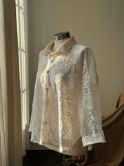 Ladell Handcrafted Button Down Shirt In Vintage Lace