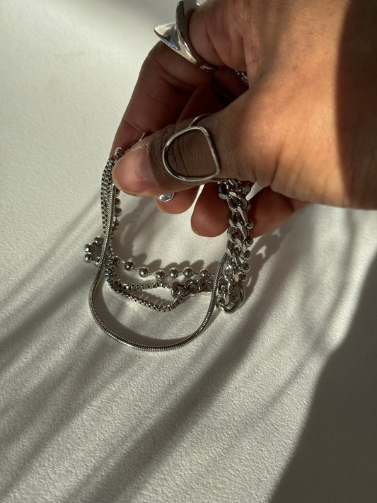 Cassidy Tri Link Chain Bracelet In Silver