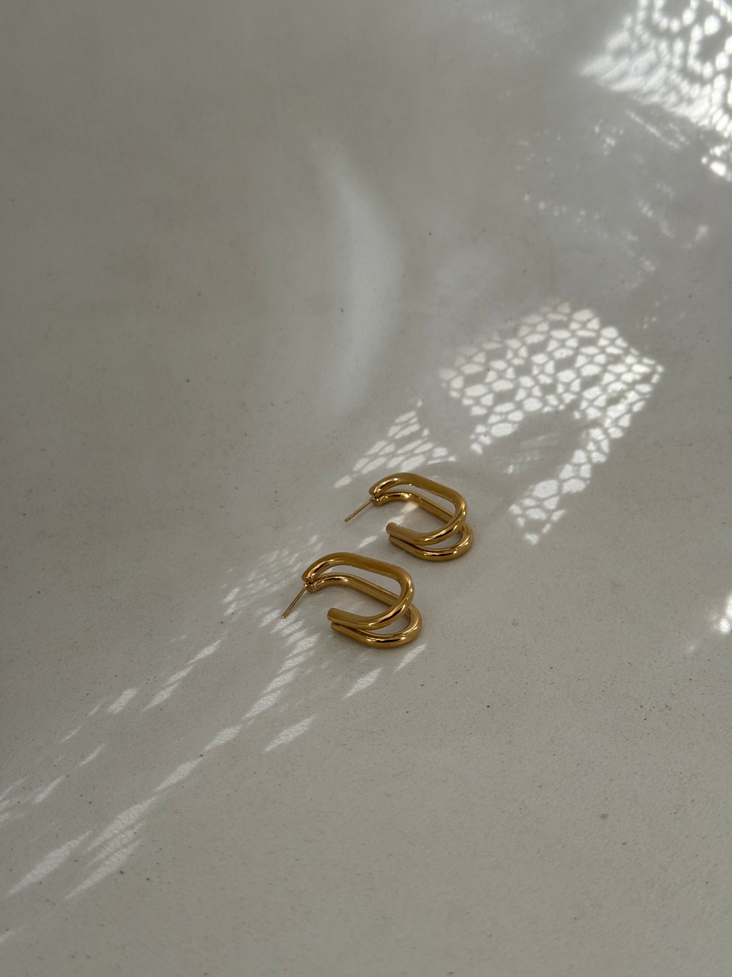 Sylvia 18k Stainless Steel Waterproof Classic Double Hoop Earring In Gold