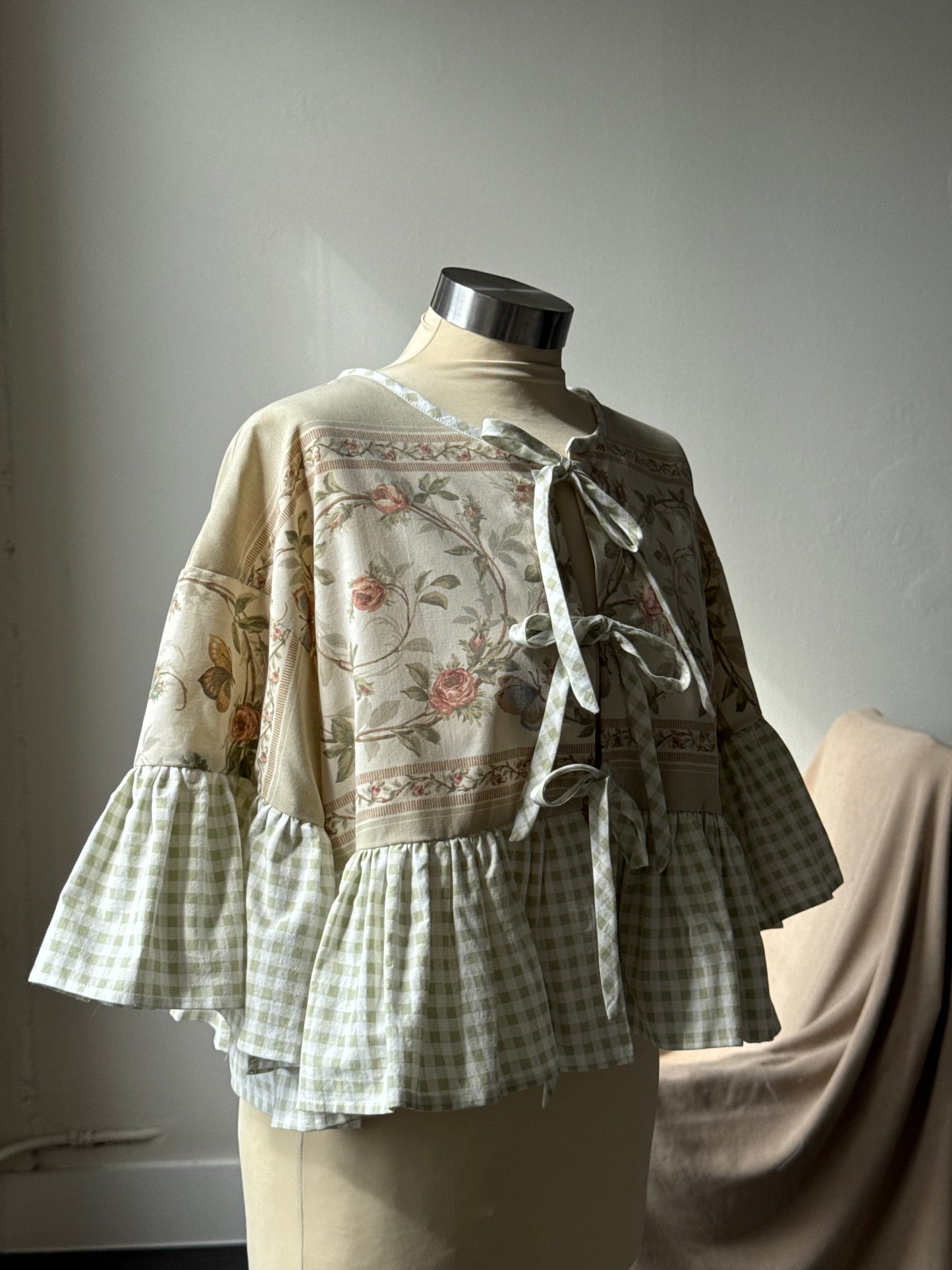 Joycie Vintage Handcrafted Gingham Ruffle Top