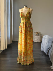 Samantha 70s Style Floral Maxi Dress In Summer