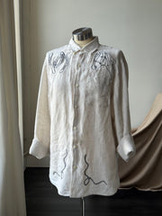 Jaxson Handcrafted Embroidered Button Down In Natural
