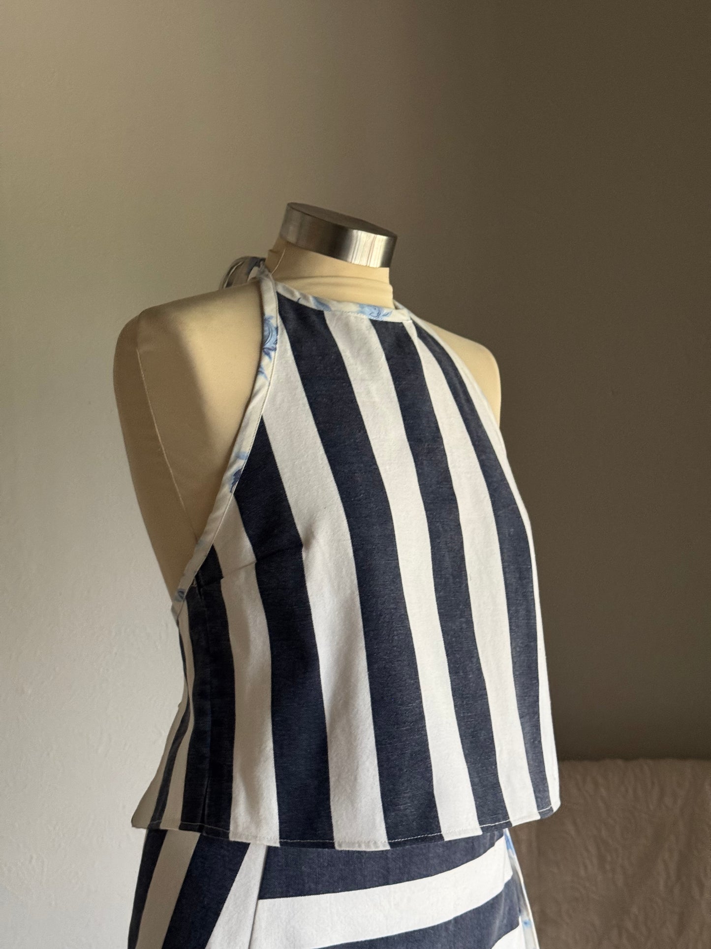 Brenda Handcrafted Halter Top In Bold Stripes