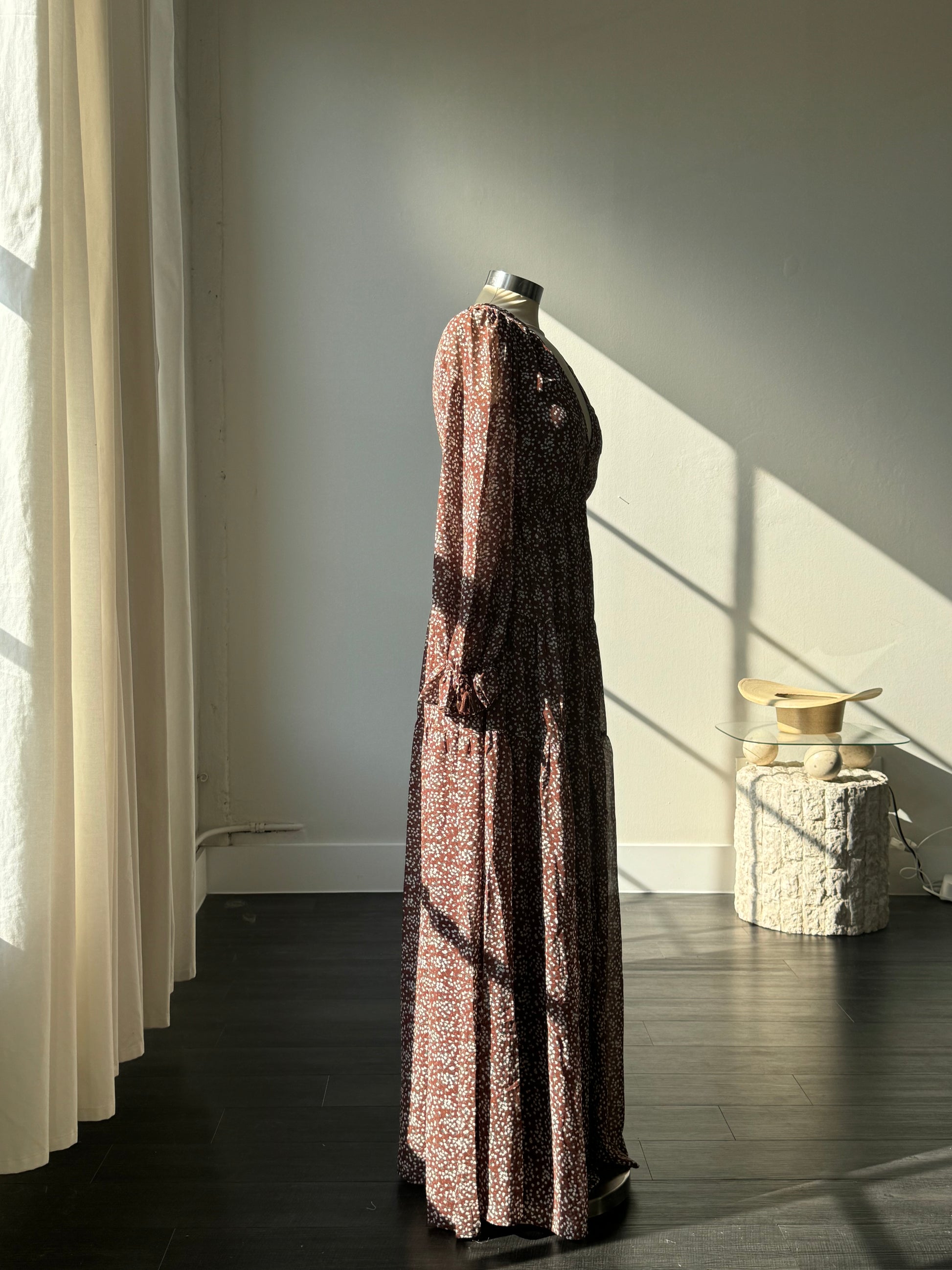 Madeline Button Front Floral Maxi Dress In Vintage Brown – K. A. Classics Madeline Button Front Floral Maxi Dress In Vintage Brown – K. A. Classics