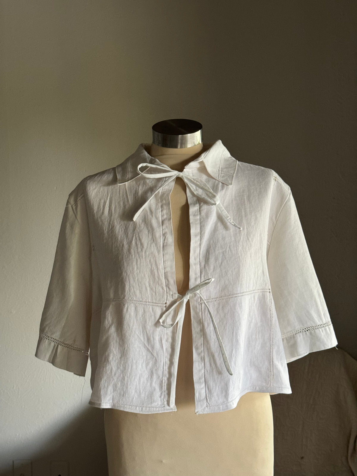 Judy Handcrafted Vintage Linen Tie Top