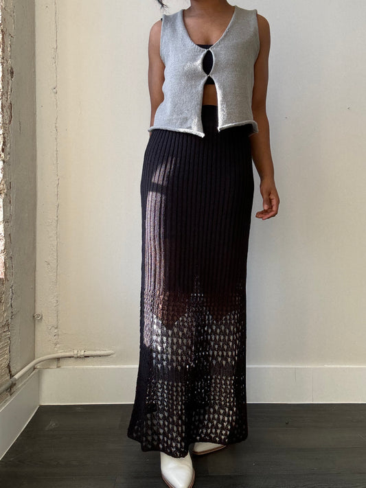 Perry Crochet Knit Maxi Skirt In Black