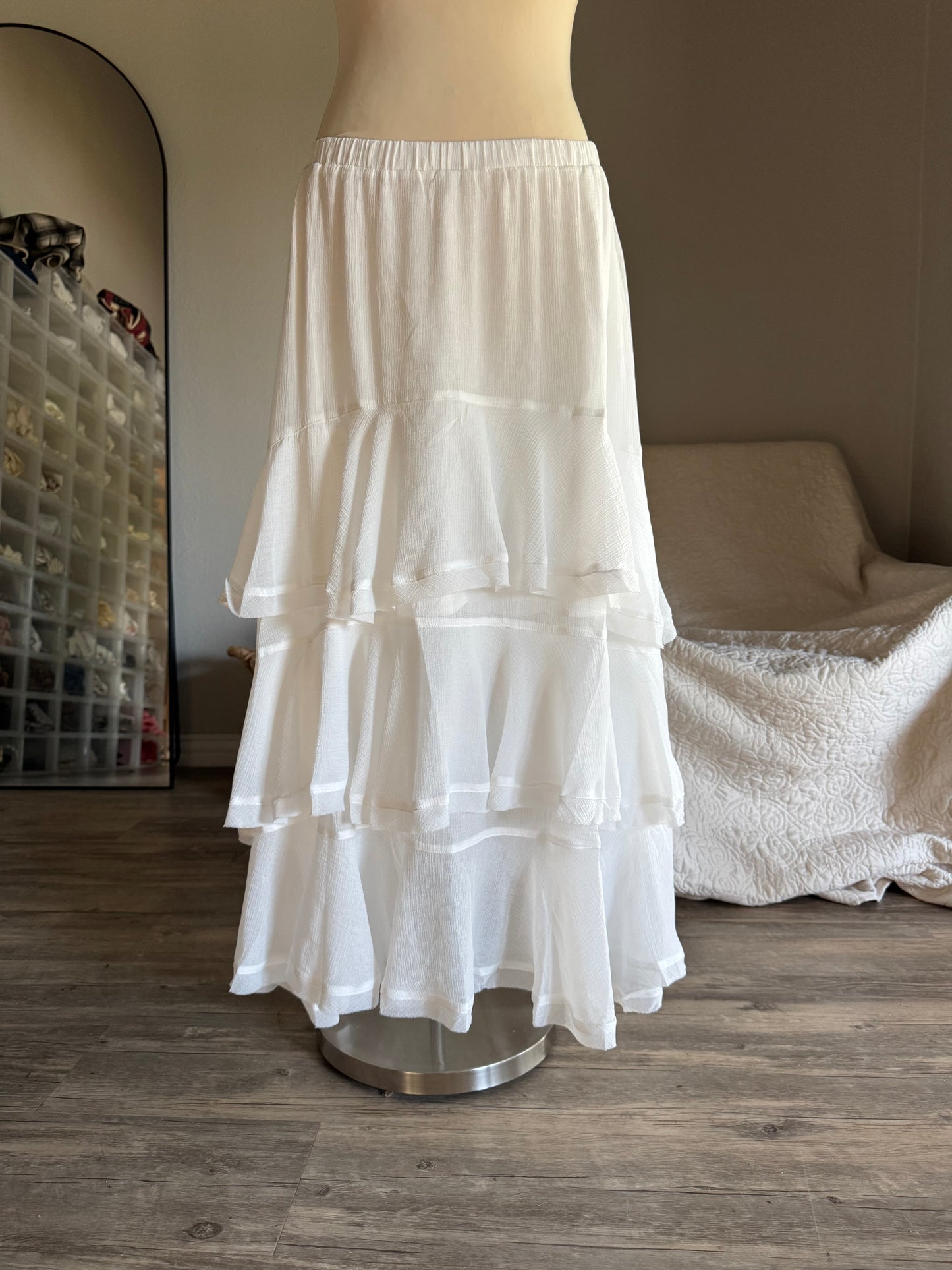 Marlin Ruffled Maxi Skirt In Cloud White