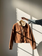 Ernie Cotton Sherpa Lined Cropped Corduroy Jacket In Camel