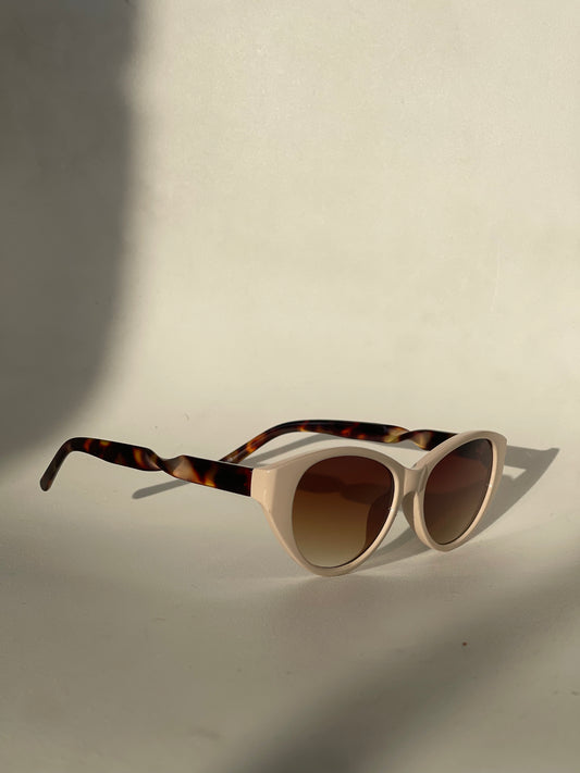 Sherry Twisted Retro Sunglasses In Tortoise & Taupe