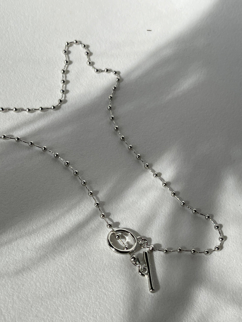 Tarry 14K White Gold Dipped Toggle Bead Necklace In Silver