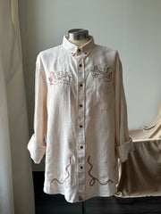 Jaxson Handcrafted Embroidered Button Down In Natural