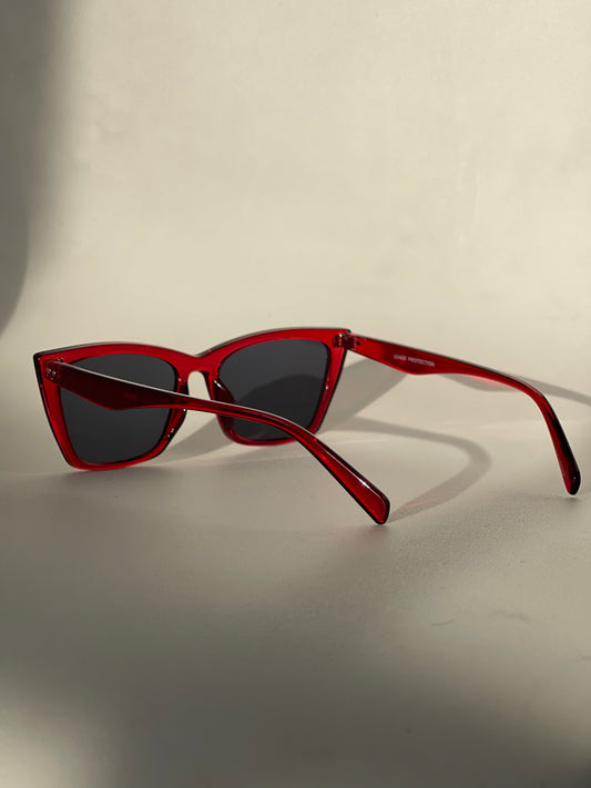 Stacy Edgy Cat Eye Sunglasses In Red