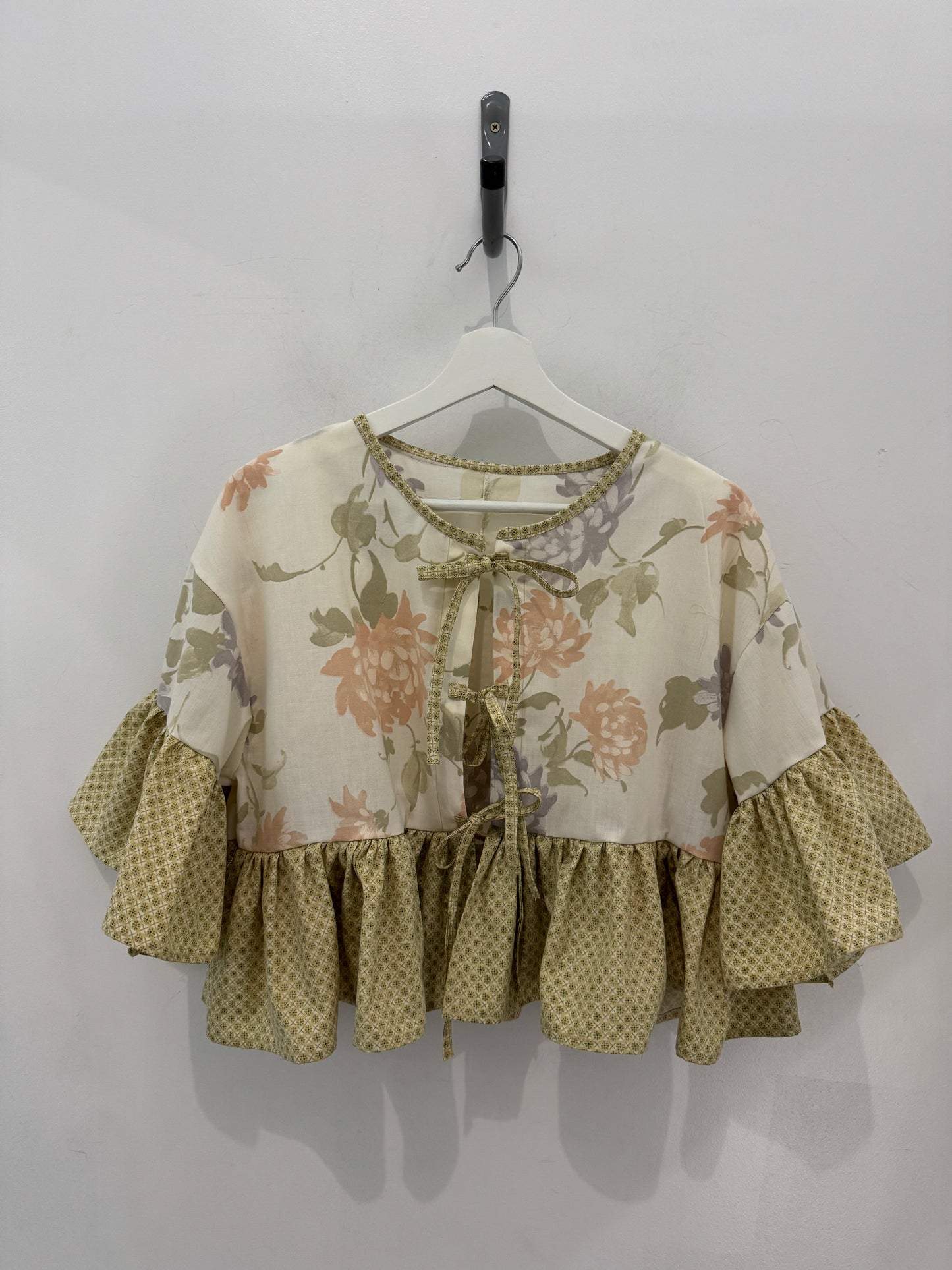 Joycie Vintage Handcrafted Floral Ruffle Top