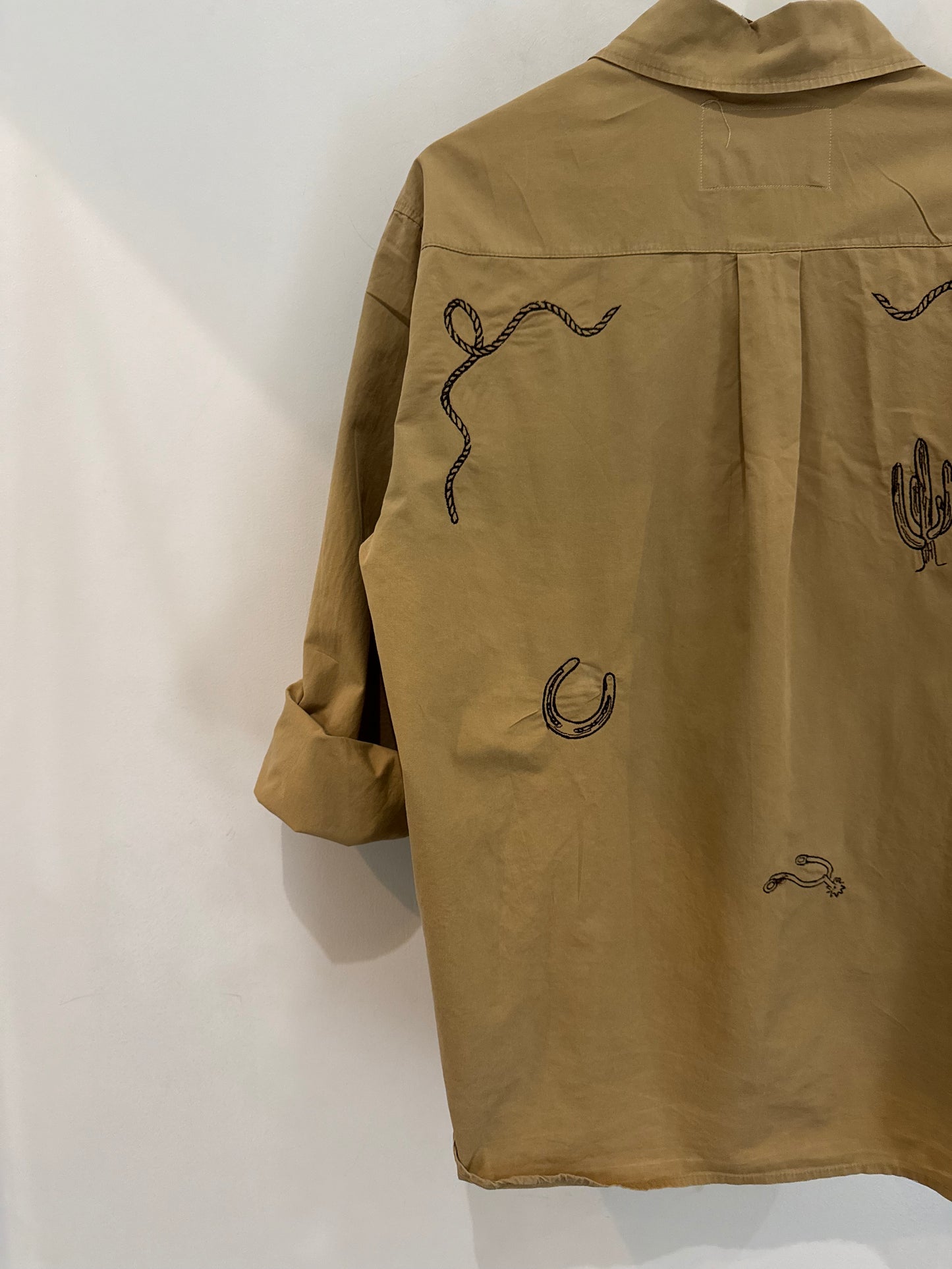 Jaxson Handcrafted Embroidered Long Sleeve Button Down In Desert￼