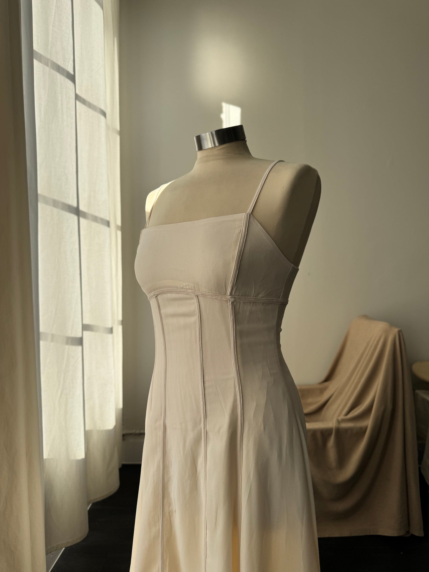 Rachel Full Length Maxi Dress In Champagne