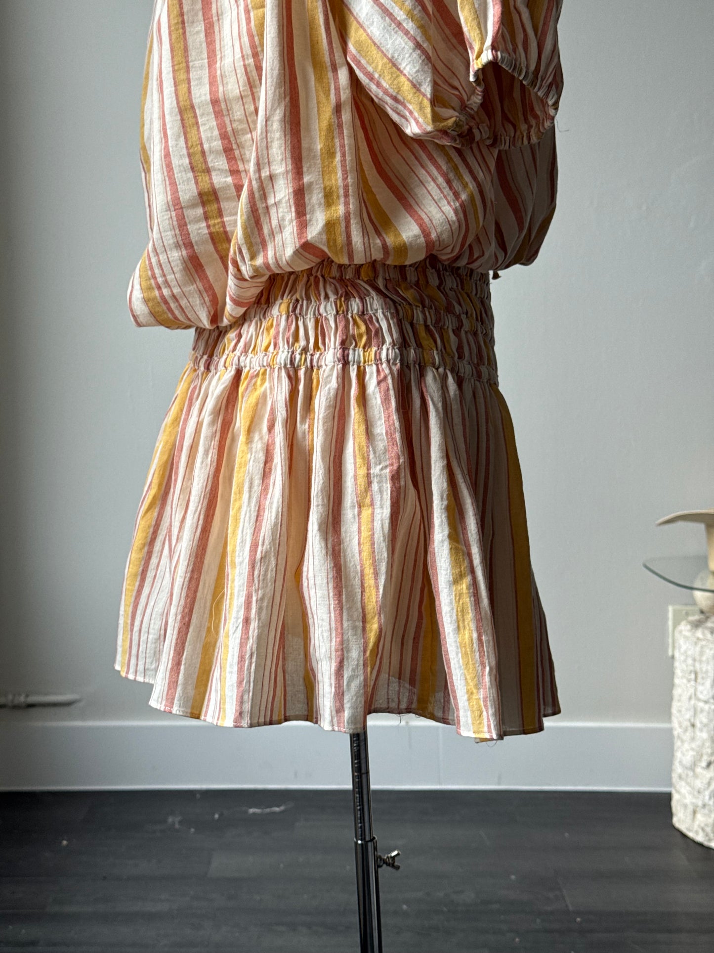Amber Cotton Striped & Rouge Drop Waste Skort In Melon