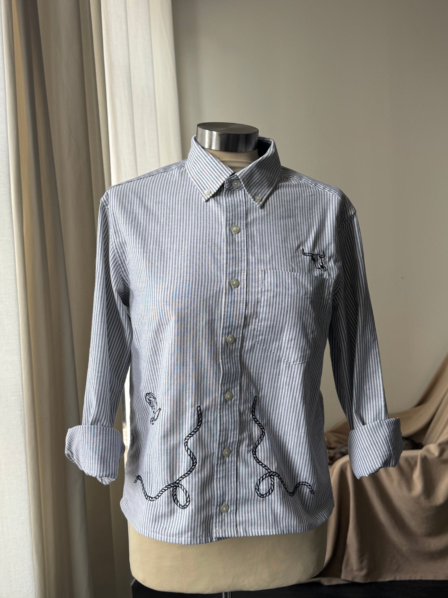Lawrence Handcrafted Cropped Cotton long sleeve Button Down