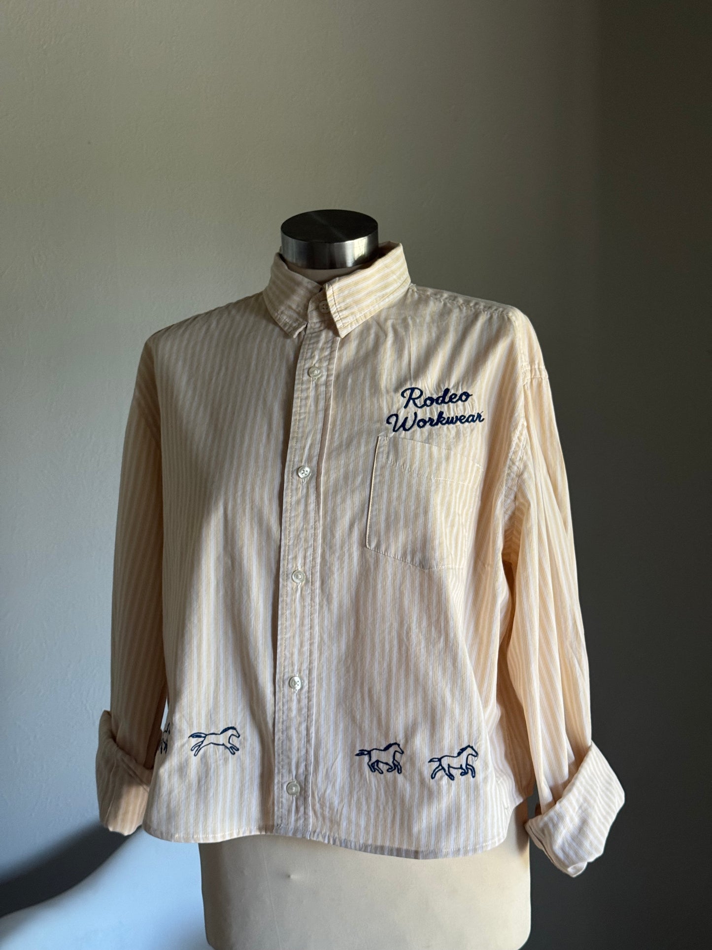 Lawrence Handcrafted Cropped Cotton Button Down Long Sleeve