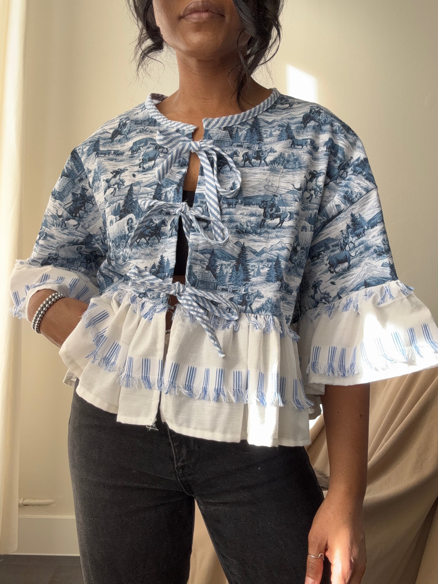 Myrtle Cotton Handmade Ruffle Top In Old South