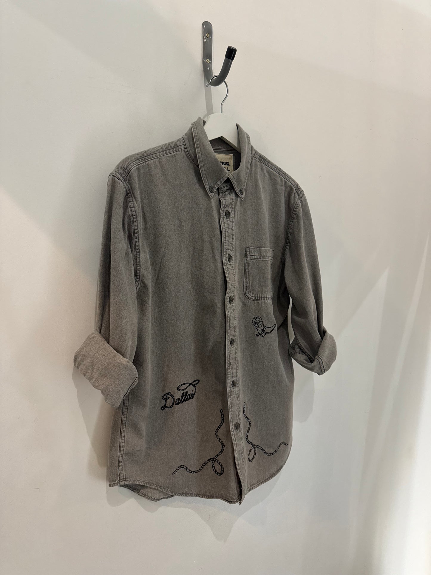 Jaxson Handcrafted Embroidered Button Down Long Sleeve Denim Shirt