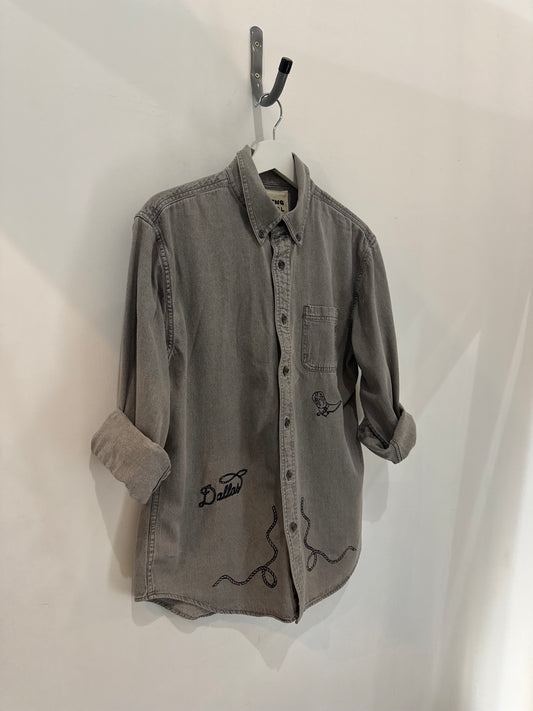 Jaxson Handcrafted Embroidered Button Down Long Sleeve Denim Shirt