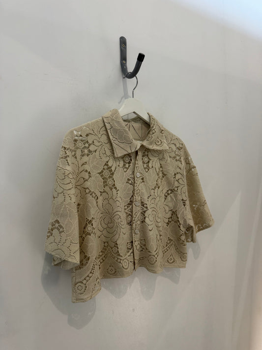 Judy Handcrafted Vintage Crop Top In Mocha