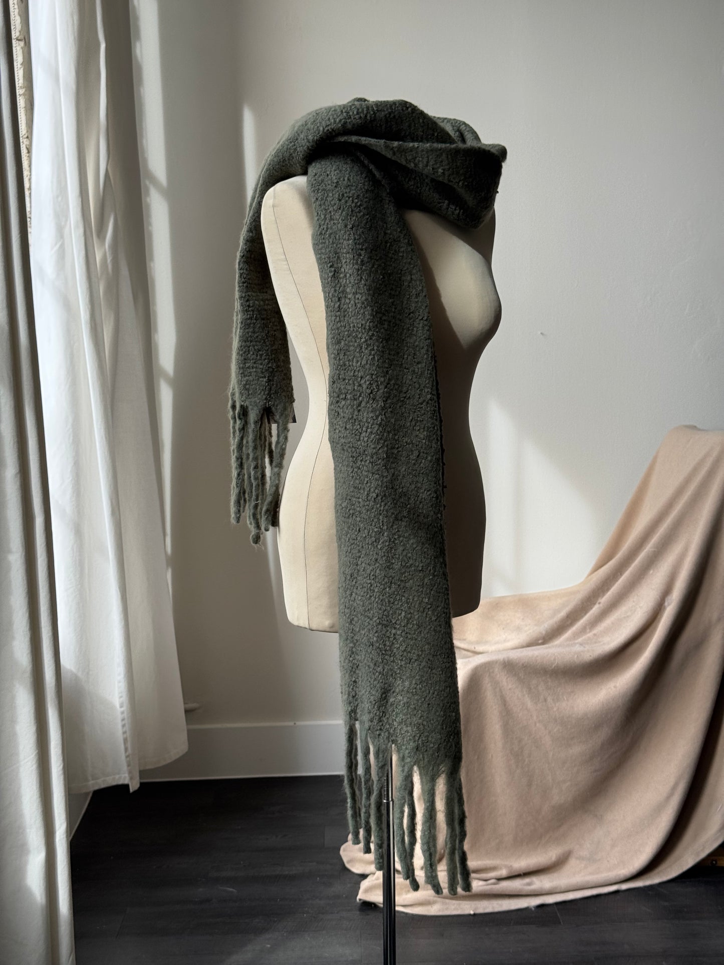 Kylie Ultra Soft Fringe Scarf In Army