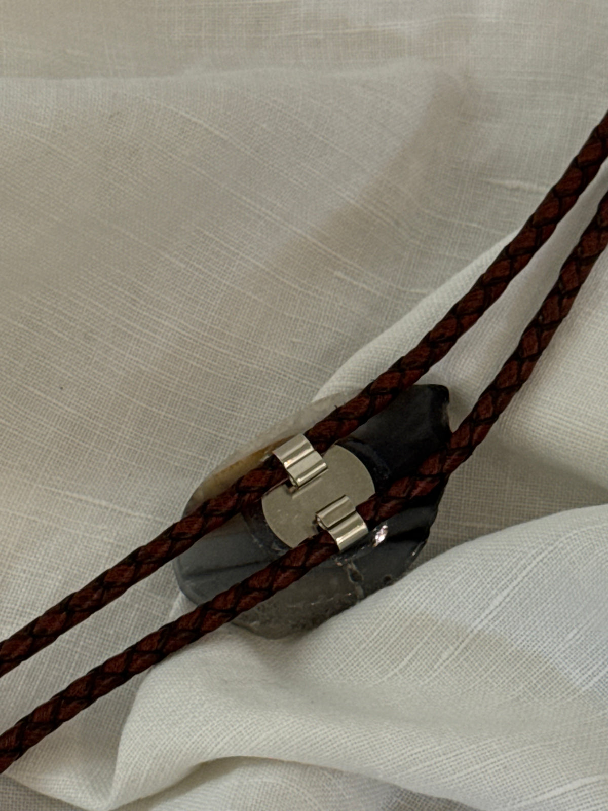 Handcrafted Agate Bolo Tie In Grey Stone