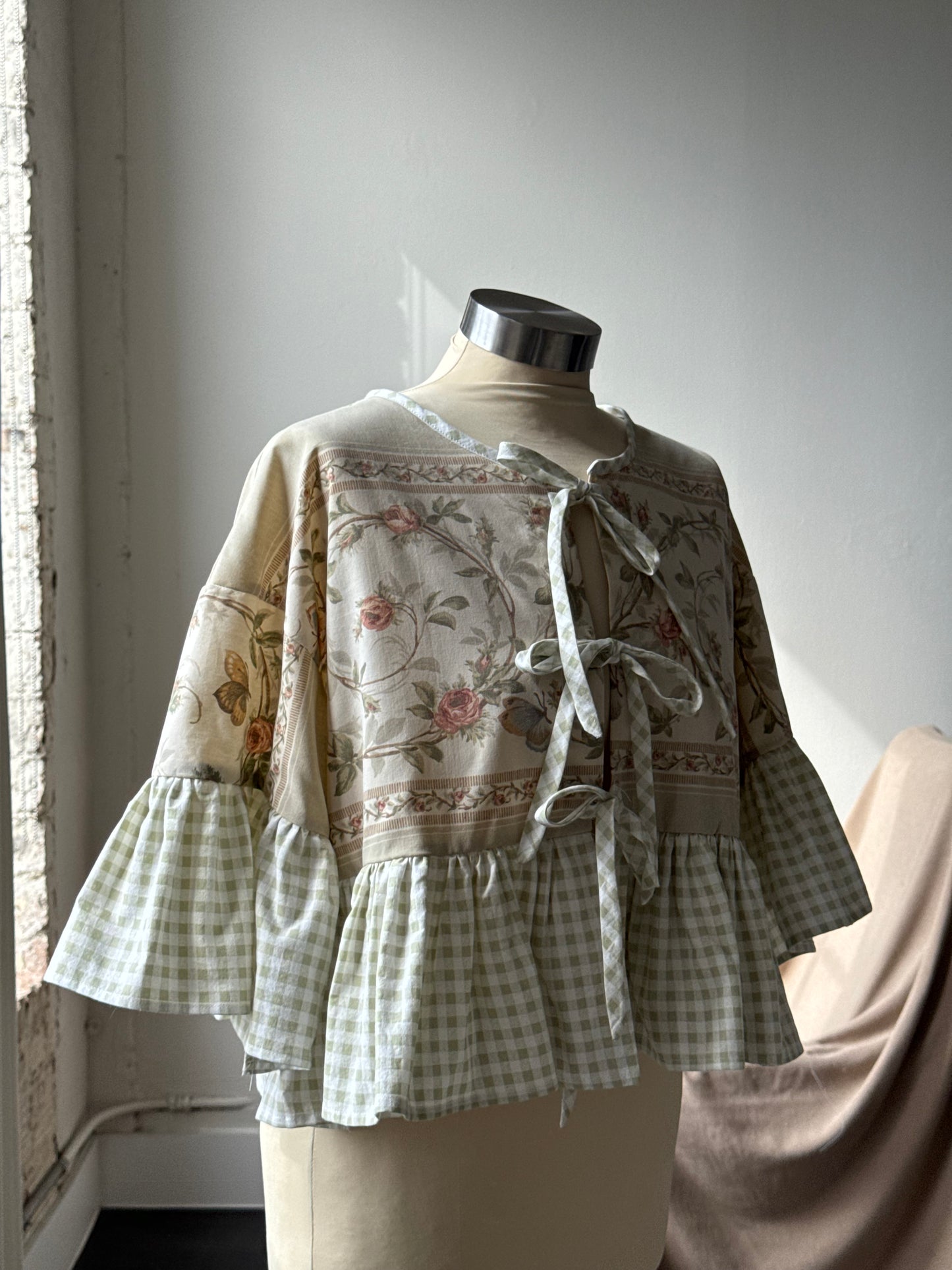 Joycie Vintage Handcrafted Gingham Ruffle Top