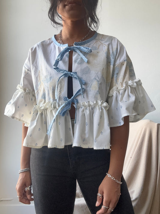 Verde Vintage Cotton Handcrafted Ruffle Top