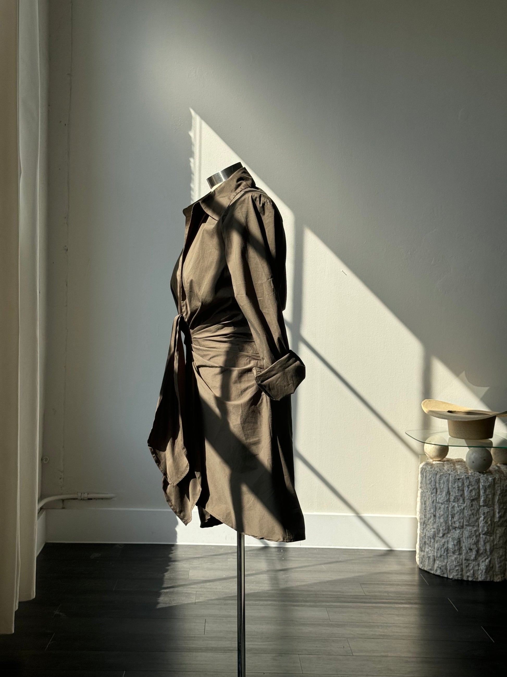 olive oversized ruched waist shirt dress Oversized Ruched Dress Olive Green
