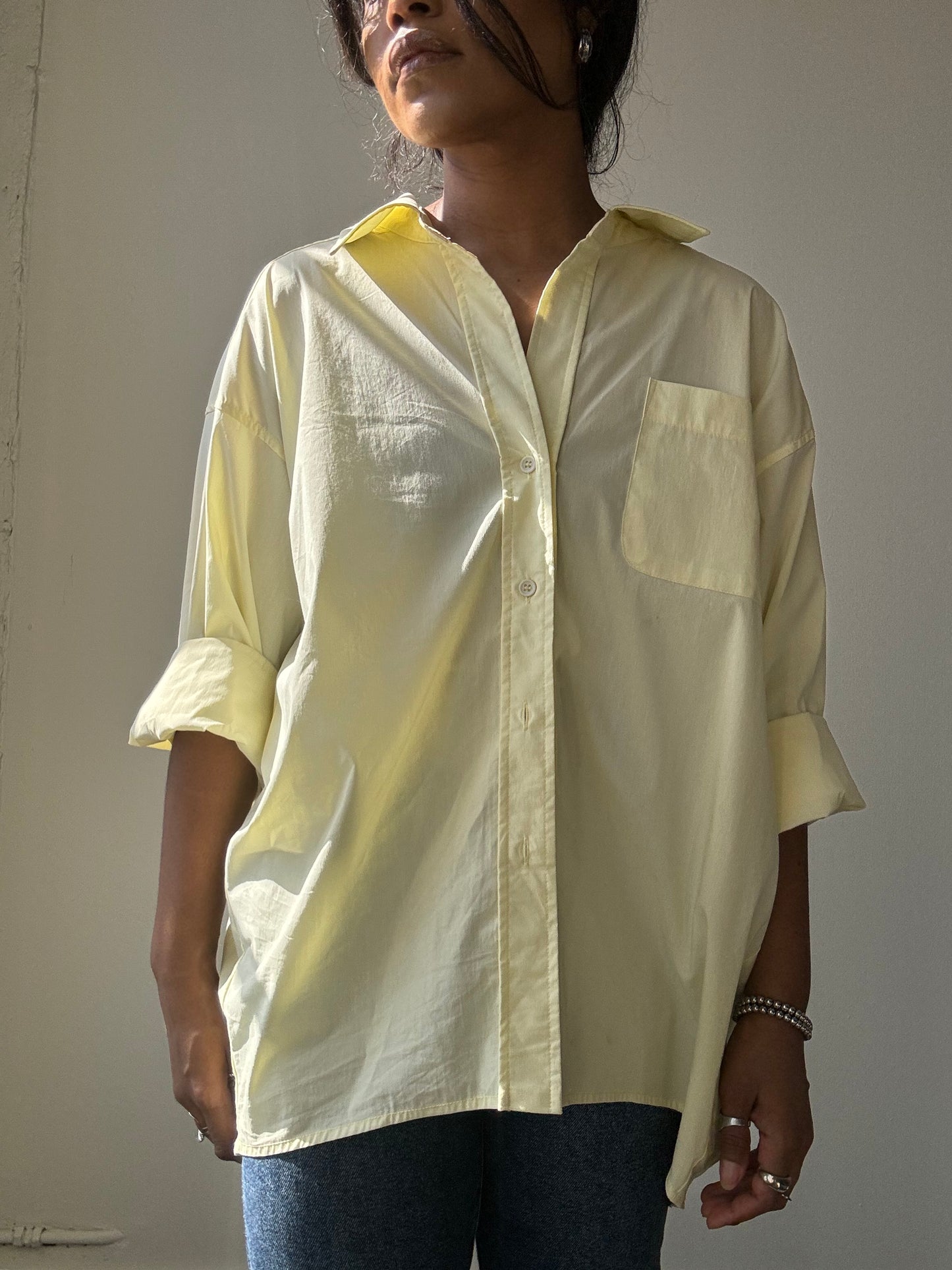 Thomas Cotton Button Down Shirt In Banana