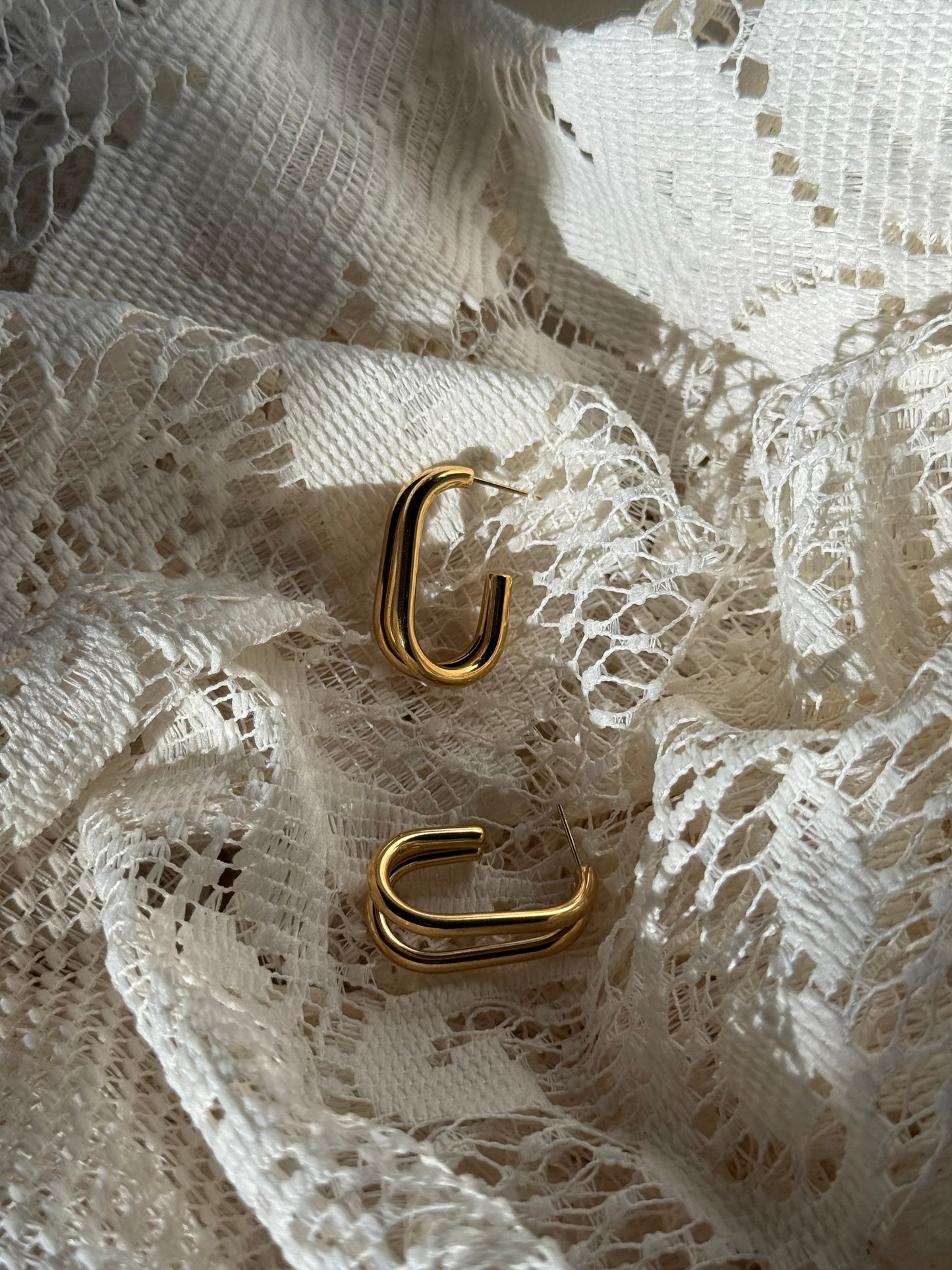 Sylvia 18k Stainless Steel Waterproof Classic Double Hoop Earring In Gold